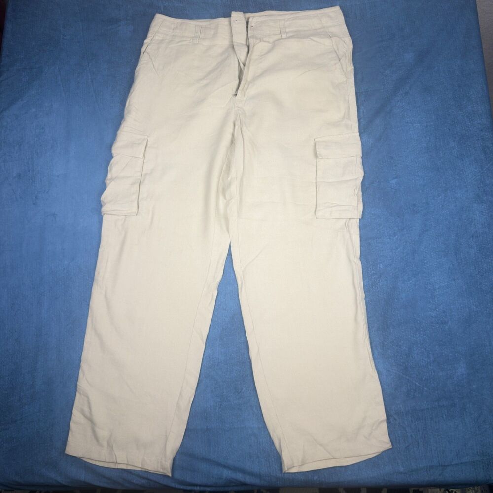 Tommy Bahama Relàx Cargo Pants Mens 36 Cream Silk Linen